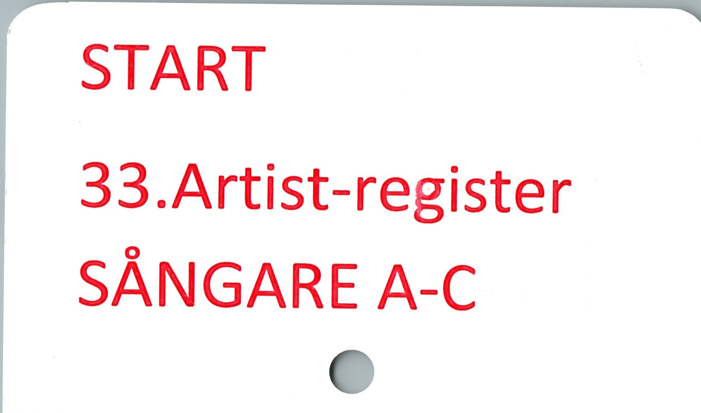  ﻿START
33.Artist-register SÅNGARE A-C